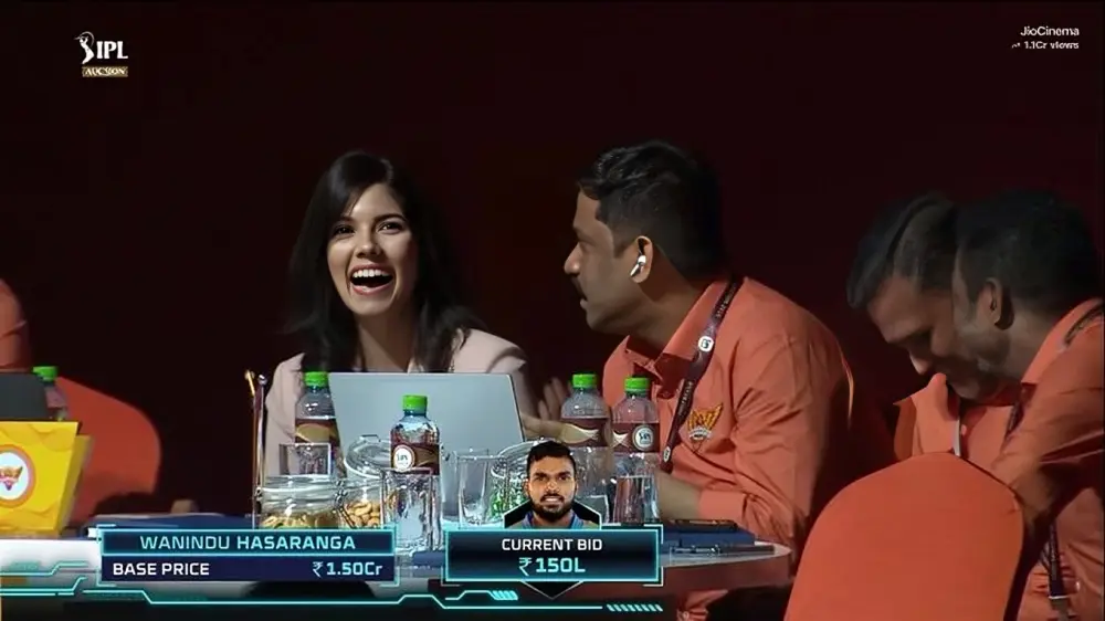 Kavya Maran, CEO of SunRisers Hyderabad, at IPL auction